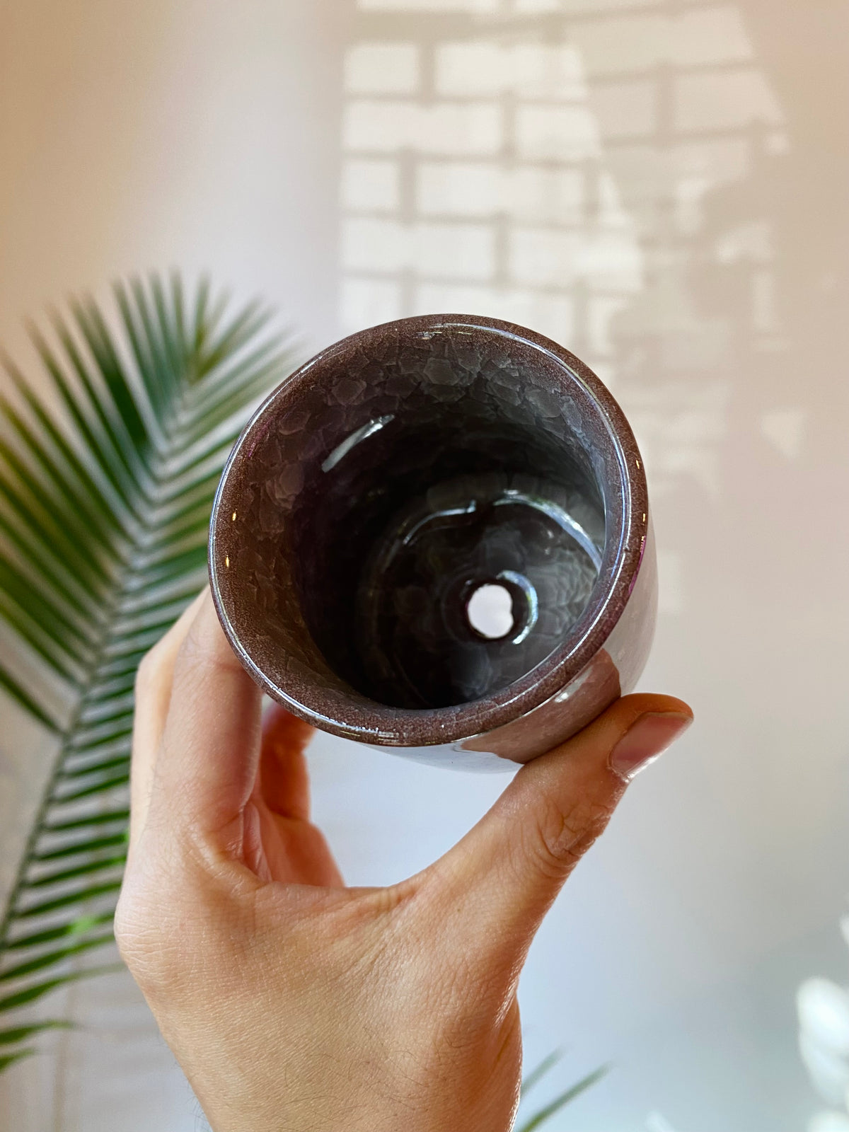 Light Brown Ceramic Planter with Drainage