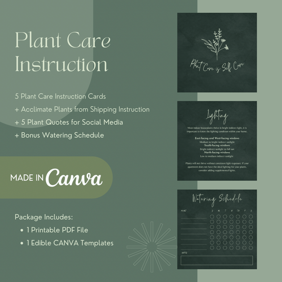 Digital Plant Care Instruction Cards