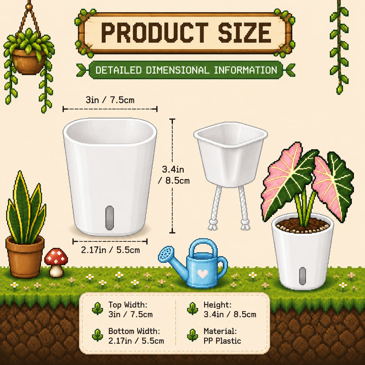 3" White Self-Watering Planter Set (10-Pack)